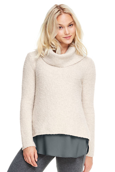 Women's Merino Blend Boucle Cowl Neck Sweater from Lands' End